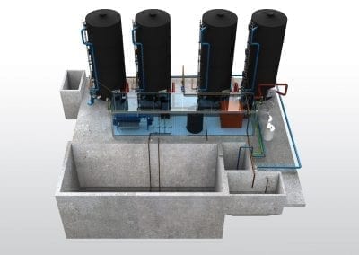 3D-Modell Abwasserbehandlungsanlage Getrönkeindustrie